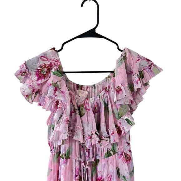 Miss June Paris Pink Floral Off-Shoulder Maxi Dress - Picture 11 of 14
